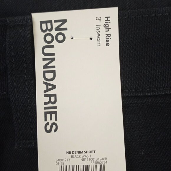 NWT No Boundaries High Rise Cuff Hem Denim Shorts Womens 8 Black Wash Stretch - Picture 6 of 6